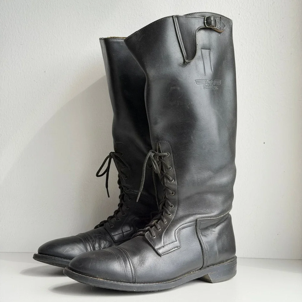 Harley-Davidson Police Patrol Boots Mens 12 Vintage Ball Lace Leather Tall USA